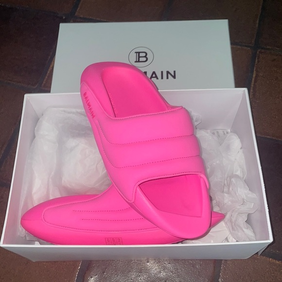 Balmain Paris BIT Quilted Leather Slides - Picture 2 of 3